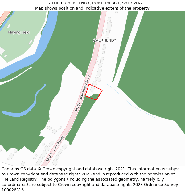 HEATHER, CAERHENDY, PORT TALBOT, SA13 2HA: Location map and indicative extent of plot