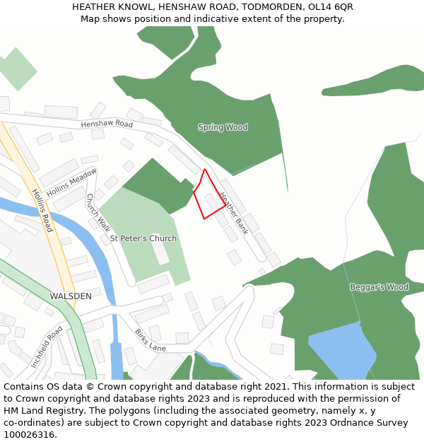 HEATHER KNOWL, HENSHAW ROAD, TODMORDEN, OL14 6QR: Location map and indicative extent of plot