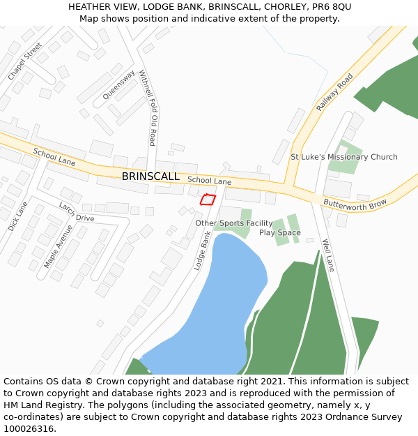 HEATHER VIEW, LODGE BANK, BRINSCALL, CHORLEY, PR6 8QU: Location map and indicative extent of plot