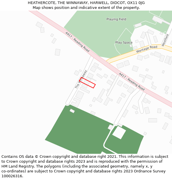 HEATHERCOTE, THE WINNAWAY, HARWELL, DIDCOT, OX11 0JG: Location map and indicative extent of plot