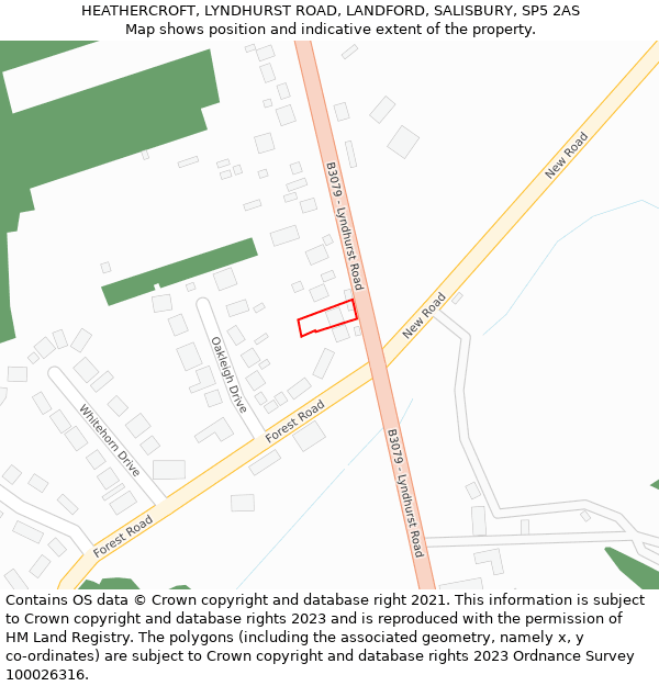 HEATHERCROFT, LYNDHURST ROAD, LANDFORD, SALISBURY, SP5 2AS: Location map and indicative extent of plot