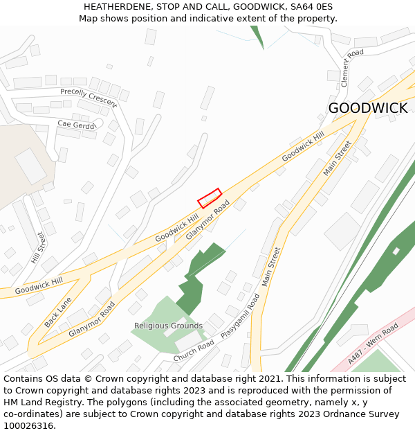 HEATHERDENE, STOP AND CALL, GOODWICK, SA64 0ES: Location map and indicative extent of plot