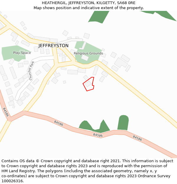 HEATHERGIL, JEFFREYSTON, KILGETTY, SA68 0RE: Location map and indicative extent of plot