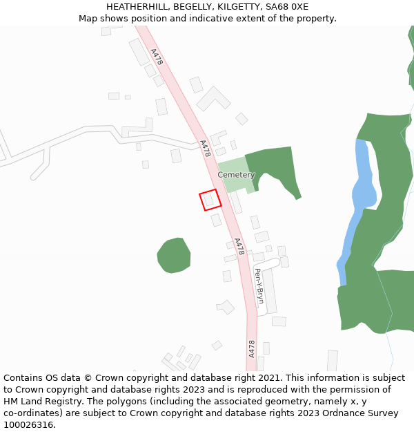 HEATHERHILL, BEGELLY, KILGETTY, SA68 0XE: Location map and indicative extent of plot