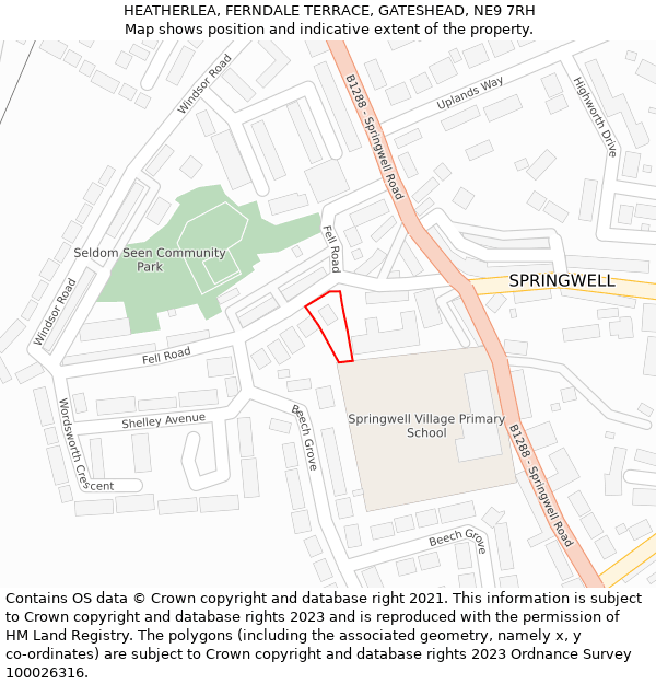 HEATHERLEA, FERNDALE TERRACE, GATESHEAD, NE9 7RH: Location map and indicative extent of plot
