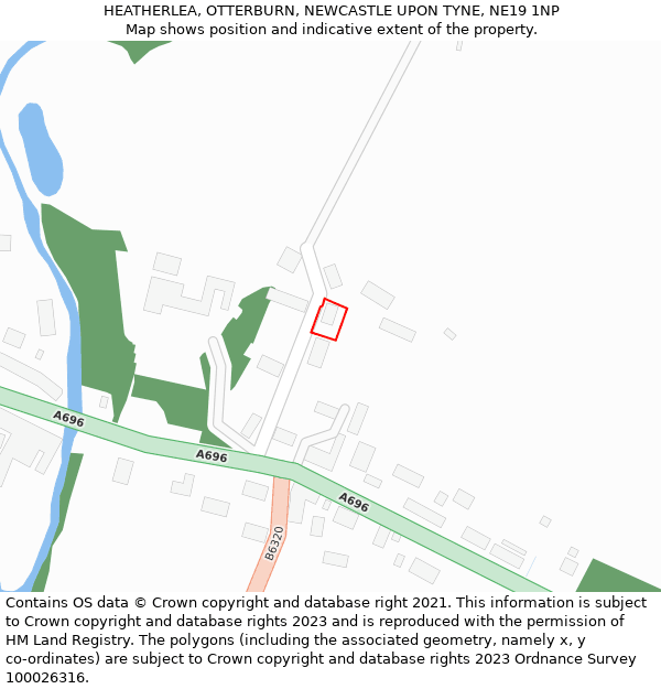 HEATHERLEA, OTTERBURN, NEWCASTLE UPON TYNE, NE19 1NP: Location map and indicative extent of plot