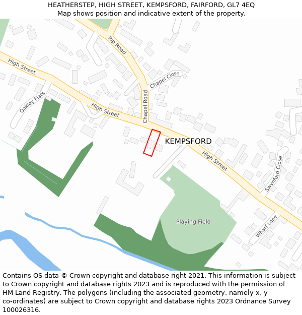 HEATHERSTEP, HIGH STREET, KEMPSFORD, FAIRFORD, GL7 4EQ: Location map and indicative extent of plot