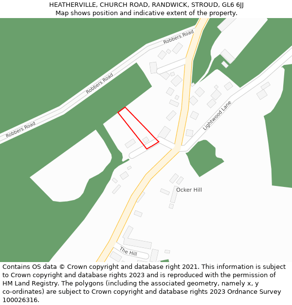 HEATHERVILLE, CHURCH ROAD, RANDWICK, STROUD, GL6 6JJ: Location map and indicative extent of plot