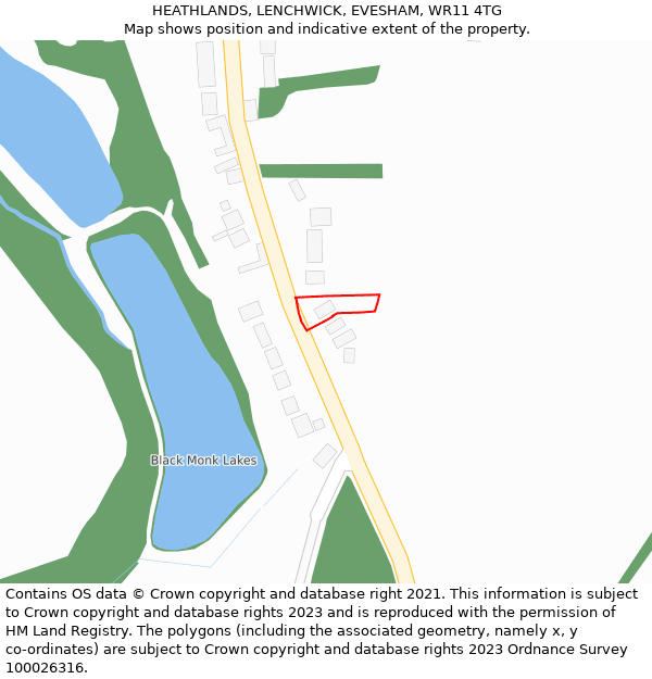HEATHLANDS, LENCHWICK, EVESHAM, WR11 4TG: Location map and indicative extent of plot