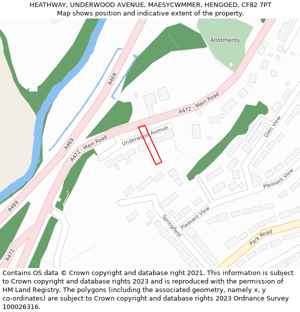 HEATHWAY, UNDERWOOD AVENUE, MAESYCWMMER, HENGOED, CF82 7PT: Location map and indicative extent of plot