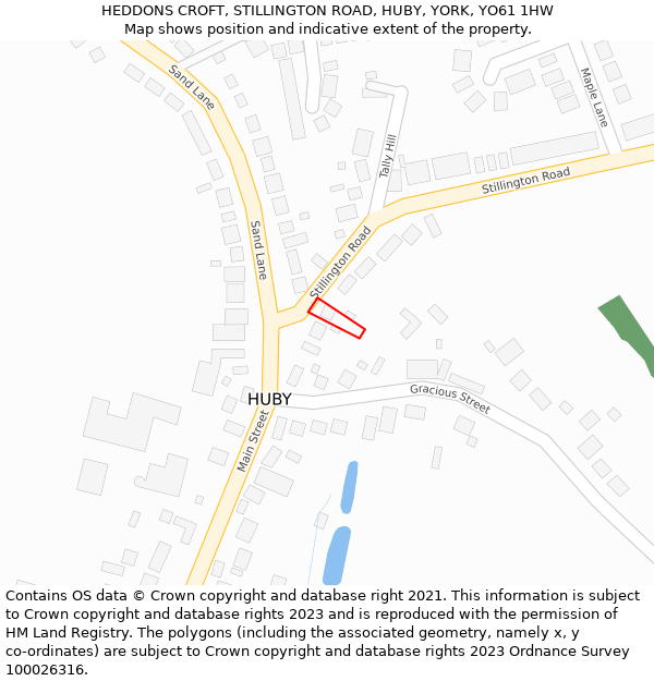 HEDDONS CROFT, STILLINGTON ROAD, HUBY, YORK, YO61 1HW: Location map and indicative extent of plot