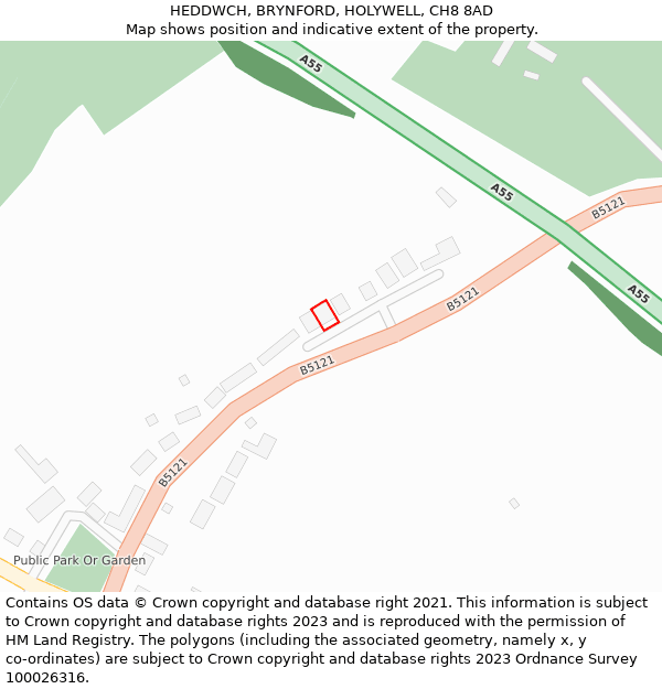 HEDDWCH, BRYNFORD, HOLYWELL, CH8 8AD: Location map and indicative extent of plot