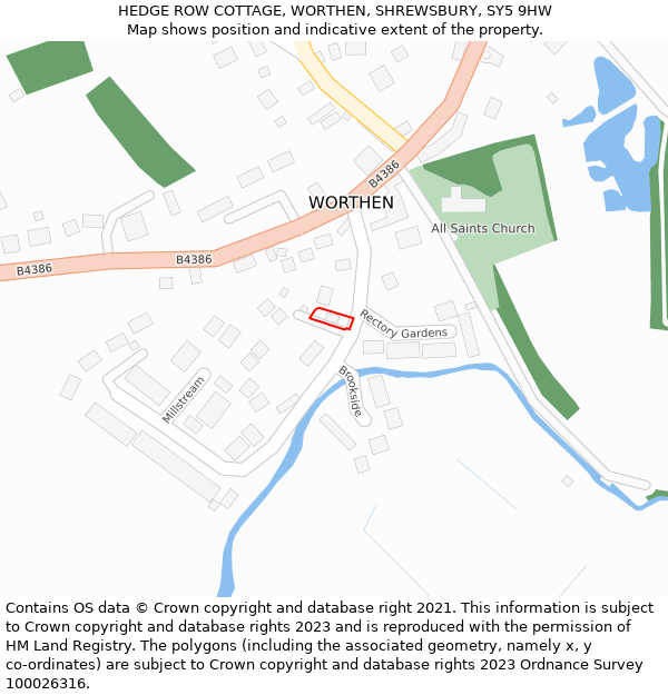 HEDGE ROW COTTAGE, WORTHEN, SHREWSBURY, SY5 9HW: Location map and indicative extent of plot