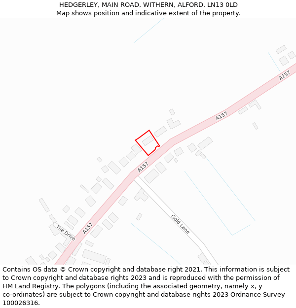 HEDGERLEY, MAIN ROAD, WITHERN, ALFORD, LN13 0LD: Location map and indicative extent of plot