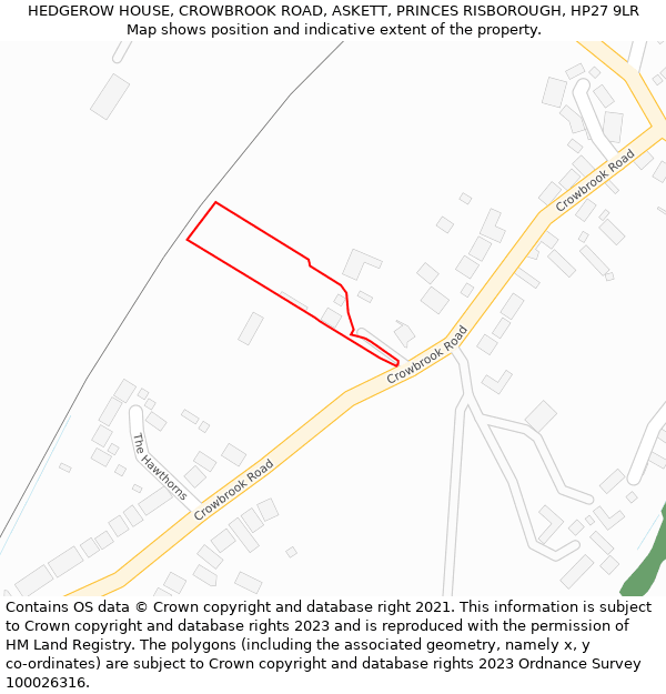 HEDGEROW HOUSE, CROWBROOK ROAD, ASKETT, PRINCES RISBOROUGH, HP27 9LR: Location map and indicative extent of plot
