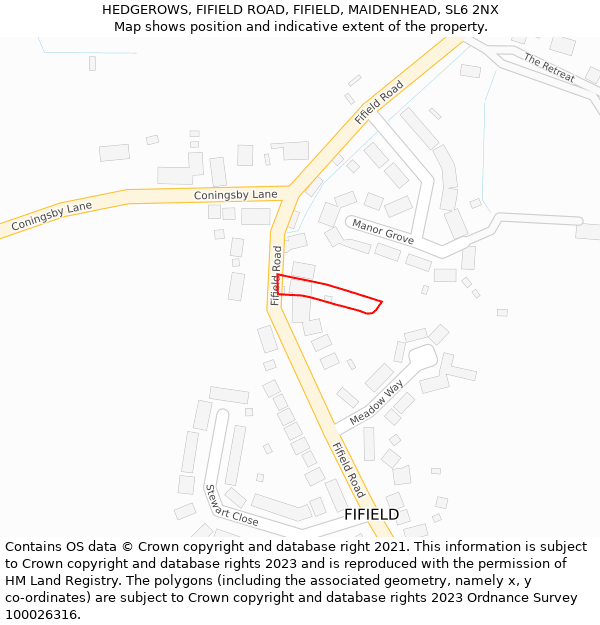 HEDGEROWS, FIFIELD ROAD, FIFIELD, MAIDENHEAD, SL6 2NX: Location map and indicative extent of plot