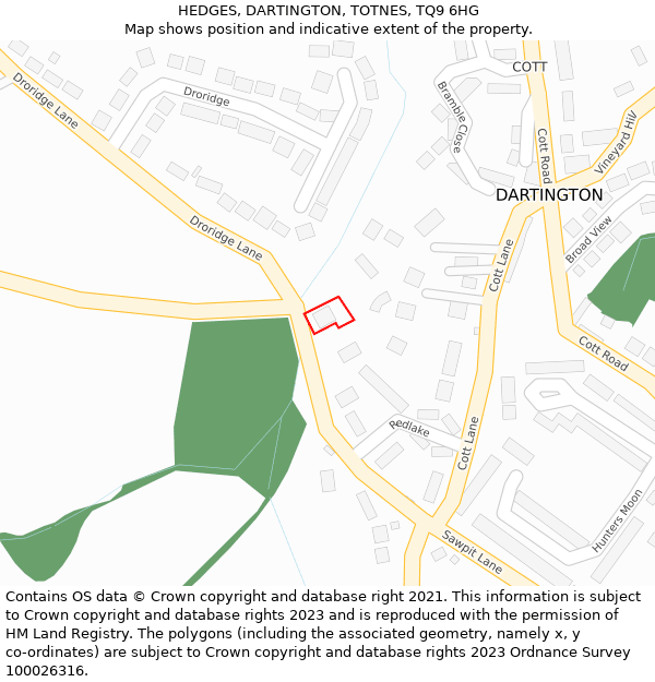 HEDGES, DARTINGTON, TOTNES, TQ9 6HG: Location map and indicative extent of plot