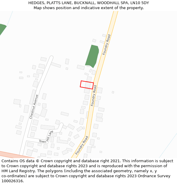 HEDGES, PLATTS LANE, BUCKNALL, WOODHALL SPA, LN10 5DY: Location map and indicative extent of plot