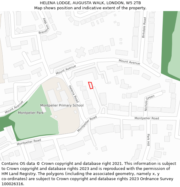 HELENA LODGE, AUGUSTA WALK, LONDON, W5 2TB: Location map and indicative extent of plot