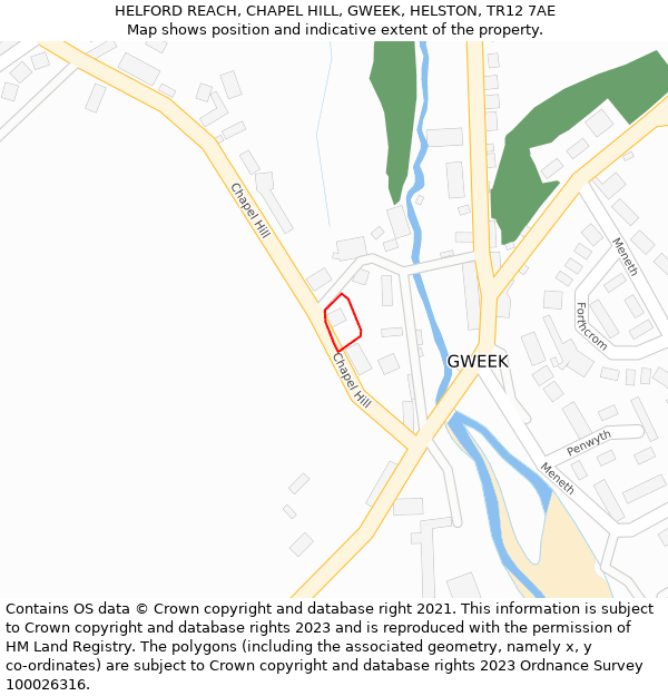 HELFORD REACH, CHAPEL HILL, GWEEK, HELSTON, TR12 7AE: Location map and indicative extent of plot