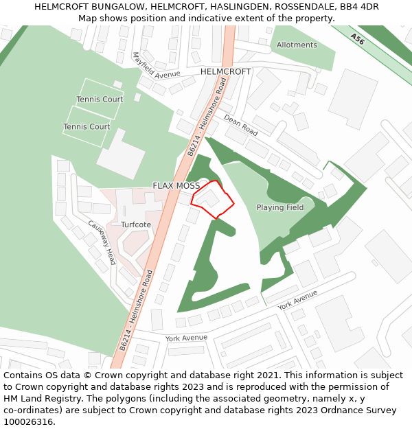 HELMCROFT BUNGALOW, HELMCROFT, HASLINGDEN, ROSSENDALE, BB4 4DR: Location map and indicative extent of plot