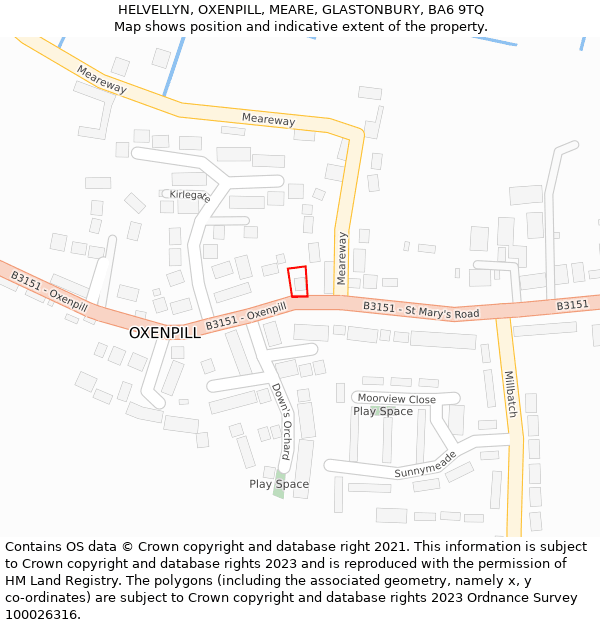 HELVELLYN, OXENPILL, MEARE, GLASTONBURY, BA6 9TQ: Location map and indicative extent of plot