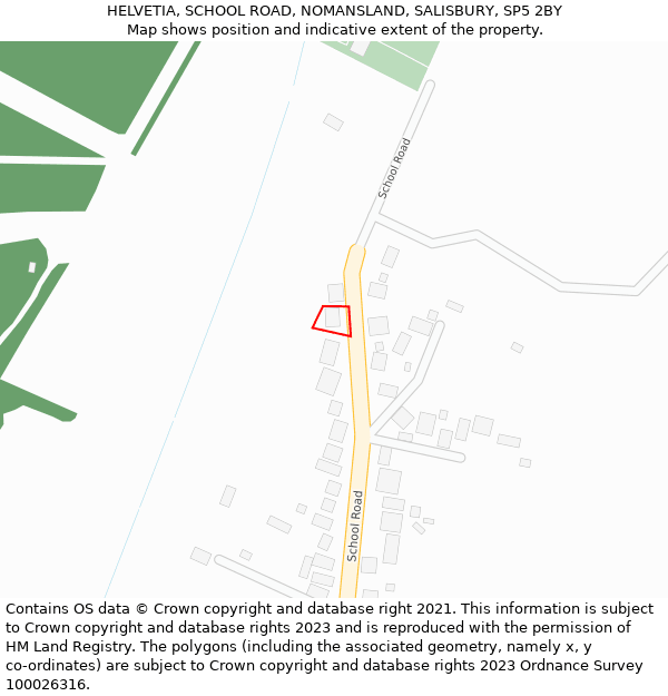 HELVETIA, SCHOOL ROAD, NOMANSLAND, SALISBURY, SP5 2BY: Location map and indicative extent of plot