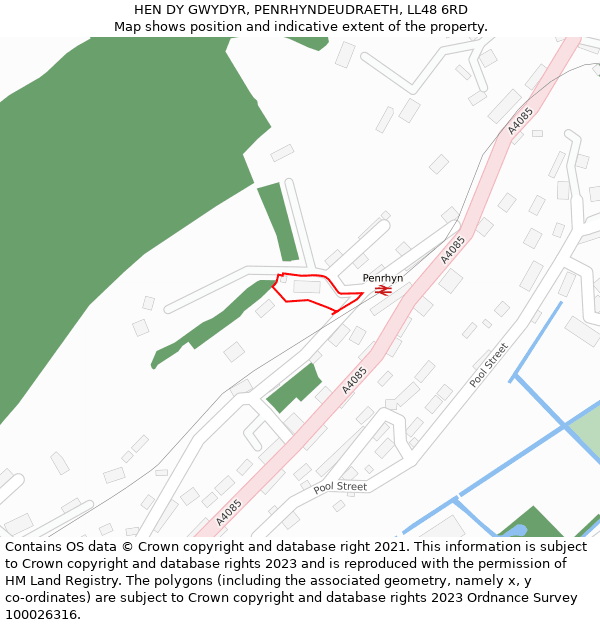 HEN DY GWYDYR, PENRHYNDEUDRAETH, LL48 6RD: Location map and indicative extent of plot