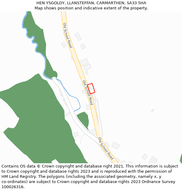 HEN YSGOLDY, LLANSTEFFAN, CARMARTHEN, SA33 5HA: Location map and indicative extent of plot