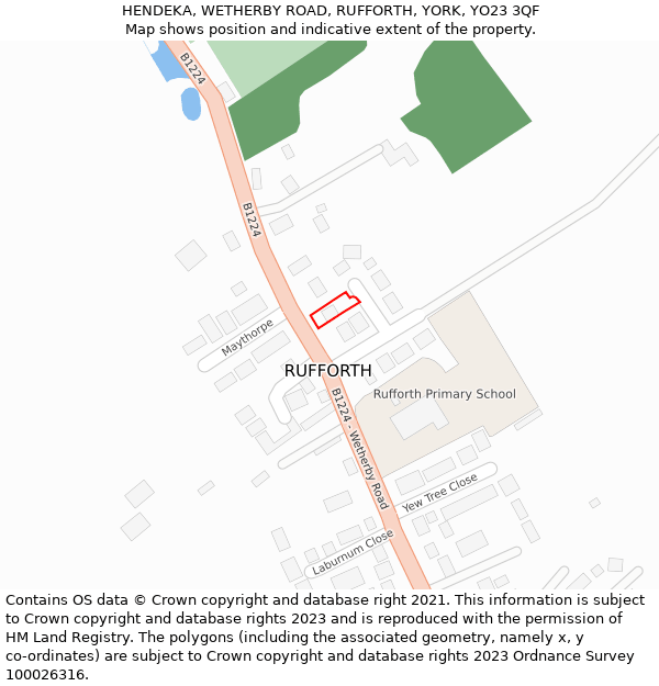 HENDEKA, WETHERBY ROAD, RUFFORTH, YORK, YO23 3QF: Location map and indicative extent of plot