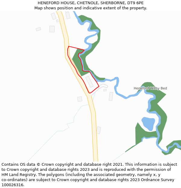 HENEFORD HOUSE, CHETNOLE, SHERBORNE, DT9 6PE: Location map and indicative extent of plot