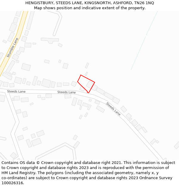 HENGISTBURY, STEEDS LANE, KINGSNORTH, ASHFORD, TN26 1NQ: Location map and indicative extent of plot