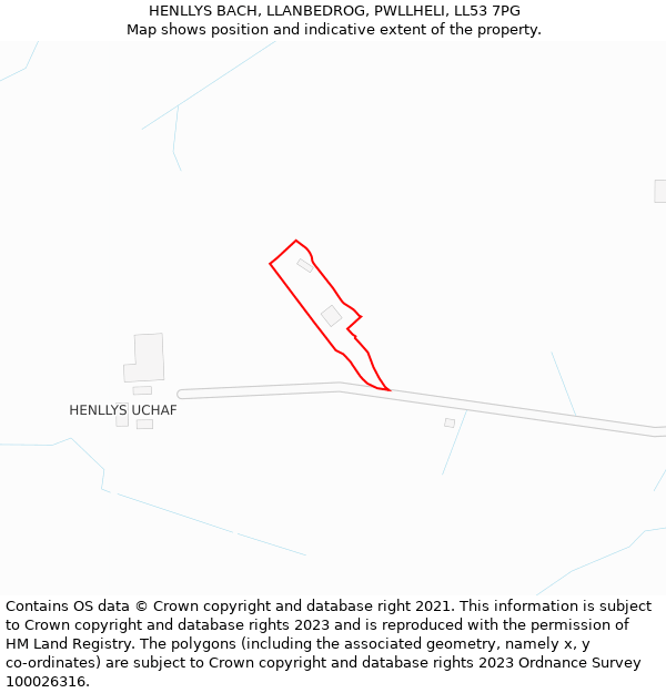 HENLLYS BACH, LLANBEDROG, PWLLHELI, LL53 7PG: Location map and indicative extent of plot