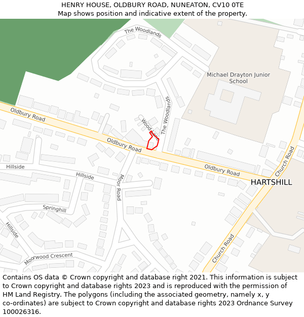 HENRY HOUSE, OLDBURY ROAD, NUNEATON, CV10 0TE: Location map and indicative extent of plot