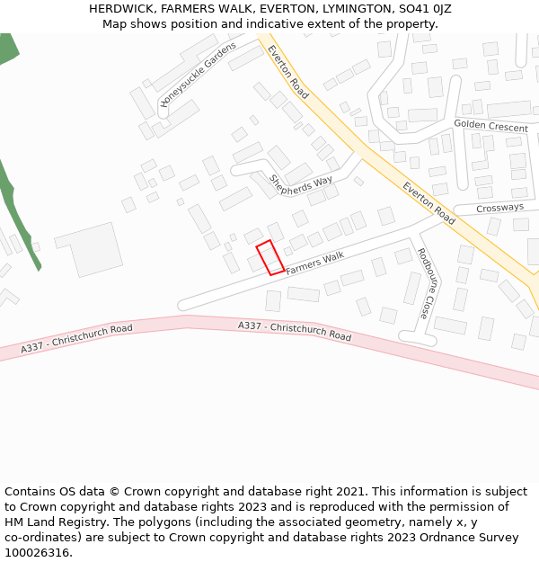 HERDWICK, FARMERS WALK, EVERTON, LYMINGTON, SO41 0JZ: Location map and indicative extent of plot