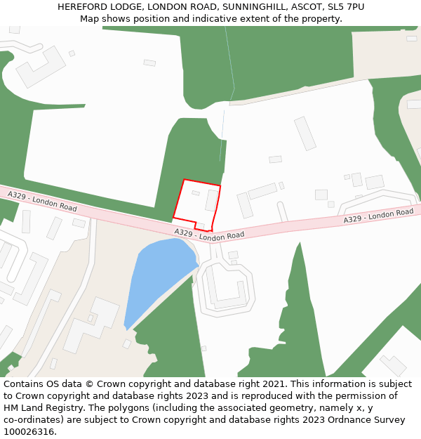 HEREFORD LODGE, LONDON ROAD, SUNNINGHILL, ASCOT, SL5 7PU: Location map and indicative extent of plot