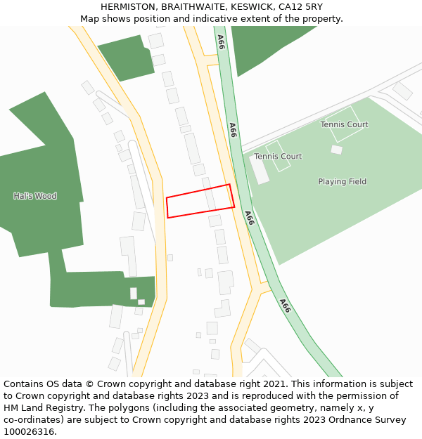 HERMISTON, BRAITHWAITE, KESWICK, CA12 5RY: Location map and indicative extent of plot