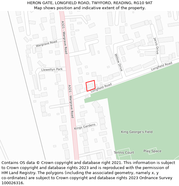 HERON GATE, LONGFIELD ROAD, TWYFORD, READING, RG10 9AT: Location map and indicative extent of plot