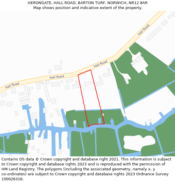 HERONGATE, HALL ROAD, BARTON TURF, NORWICH, NR12 8AR: Location map and indicative extent of plot