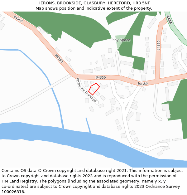 HERONS, BROOKSIDE, GLASBURY, HEREFORD, HR3 5NF: Location map and indicative extent of plot