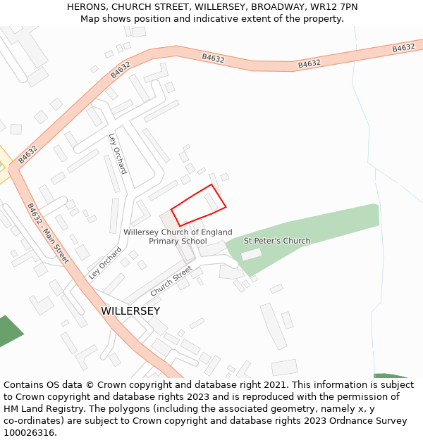 HERONS, CHURCH STREET, WILLERSEY, BROADWAY, WR12 7PN: Location map and indicative extent of plot