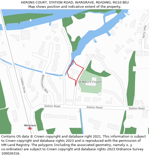 HERONS COURT, STATION ROAD, WARGRAVE, READING, RG10 8EU: Location map and indicative extent of plot