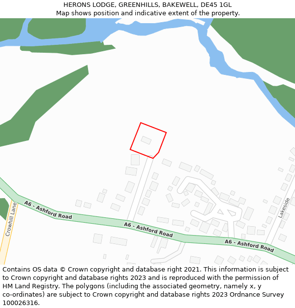 HERONS LODGE, GREENHILLS, BAKEWELL, DE45 1GL: Location map and indicative extent of plot