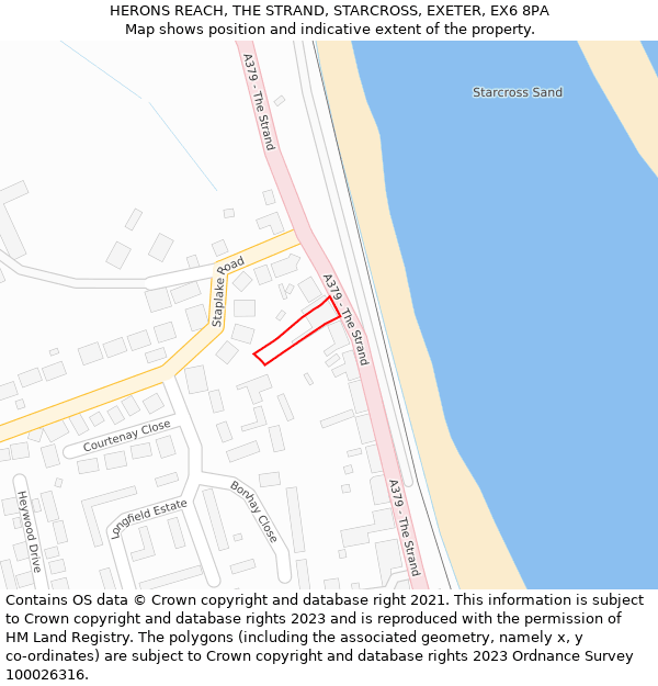 HERONS REACH, THE STRAND, STARCROSS, EXETER, EX6 8PA: Location map and indicative extent of plot
