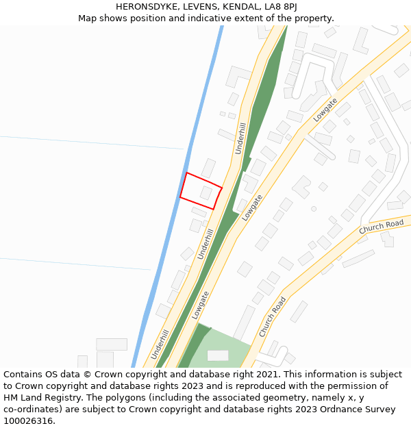 HERONSDYKE, LEVENS, KENDAL, LA8 8PJ: Location map and indicative extent of plot