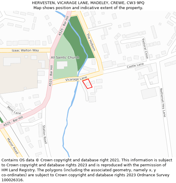 HERVESTEN, VICARAGE LANE, MADELEY, CREWE, CW3 9PQ: Location map and indicative extent of plot