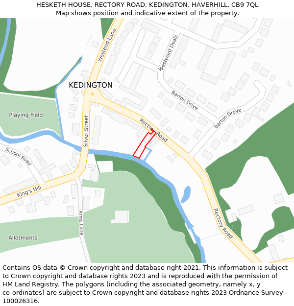 HESKETH HOUSE, RECTORY ROAD, KEDINGTON, HAVERHILL, CB9 7QL: Location map and indicative extent of plot