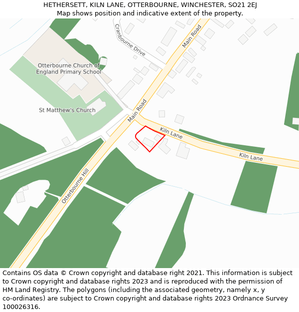 HETHERSETT, KILN LANE, OTTERBOURNE, WINCHESTER, SO21 2EJ: Location map and indicative extent of plot