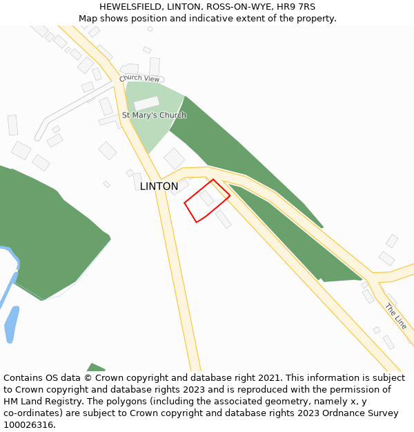 HEWELSFIELD, LINTON, ROSS-ON-WYE, HR9 7RS: Location map and indicative extent of plot