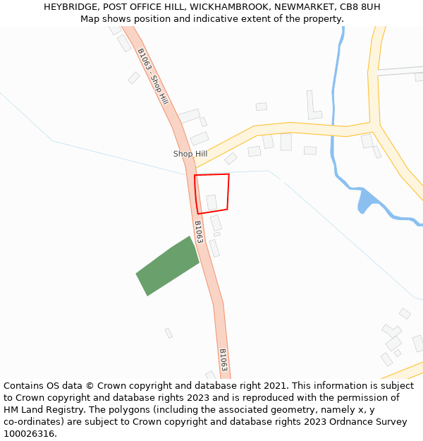 HEYBRIDGE, POST OFFICE HILL, WICKHAMBROOK, NEWMARKET, CB8 8UH: Location map and indicative extent of plot